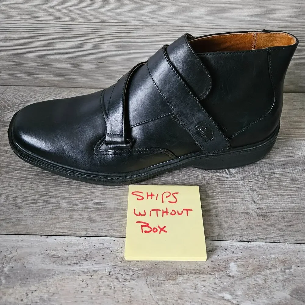 Dr Comfort Joseph Black Leather High Top Hook Loop Dress Boot Shoe Mens Size 9.5